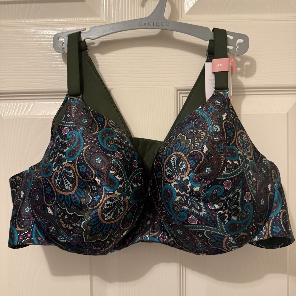 New! Cacique Bra 44D Lightly Lined Balconette Underwire Invisible Back Smoother
